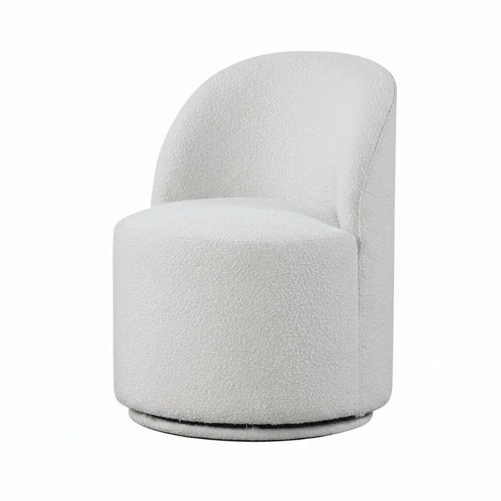 Lume Dining Swivel Chair – White Bouclé Chenille Denmark Home