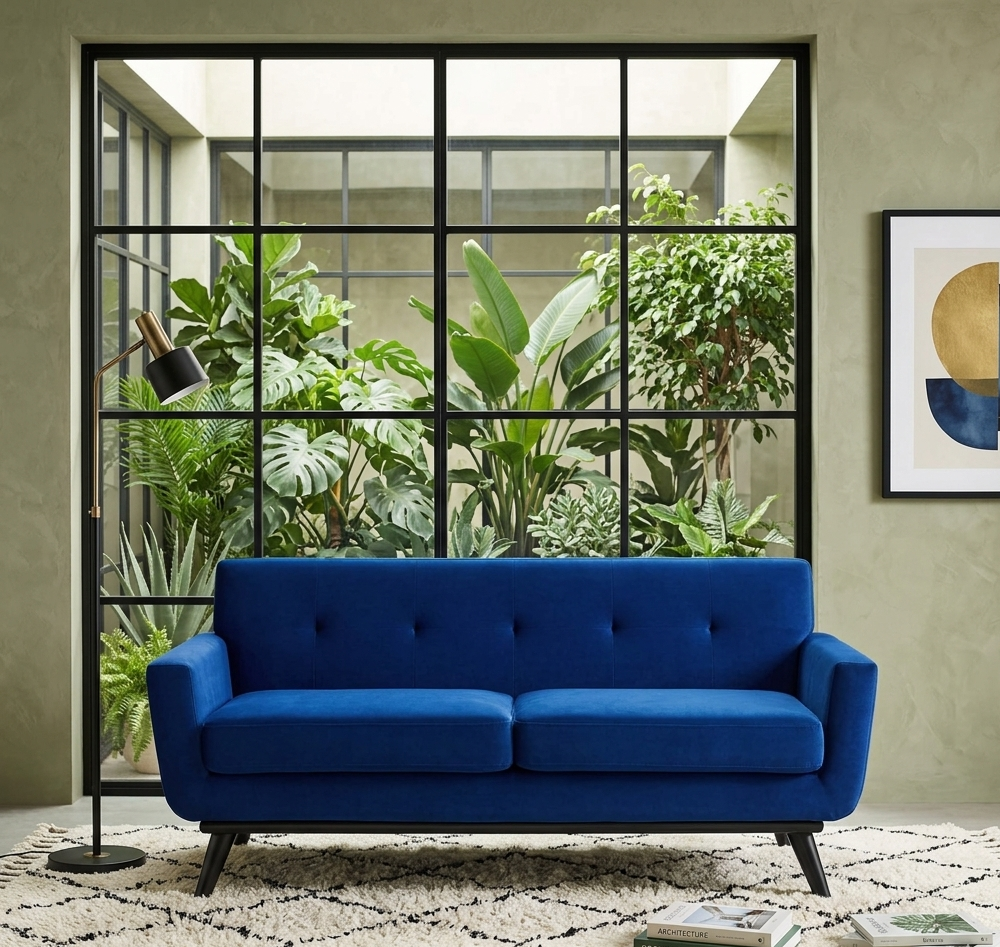 Koti Performance Velvet Loveseat – Navy