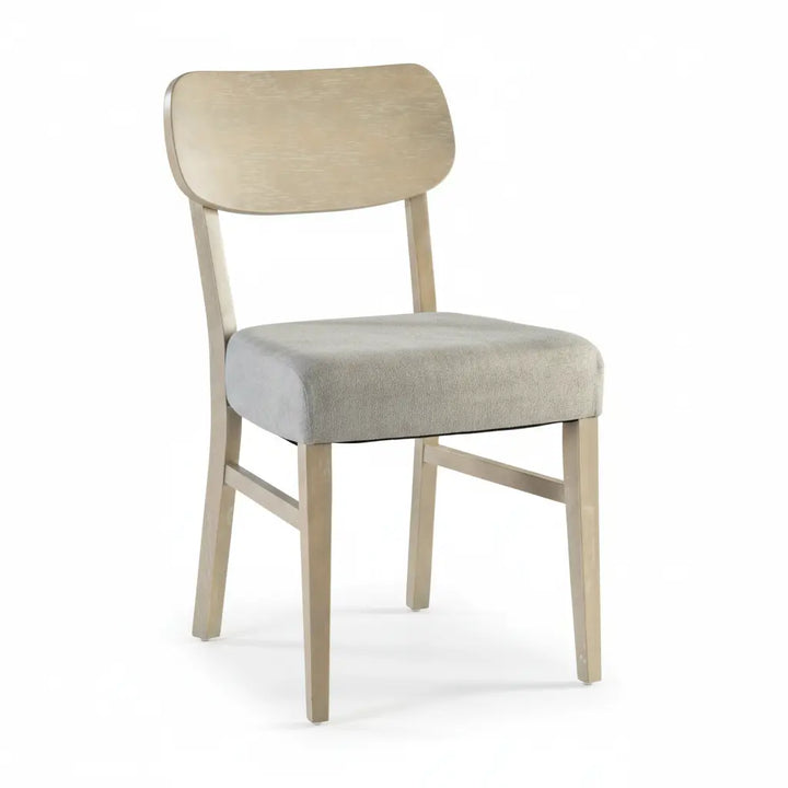Halden Dining Side Chair – Gray Upholstery with Contoured Wood Back Denmark Home