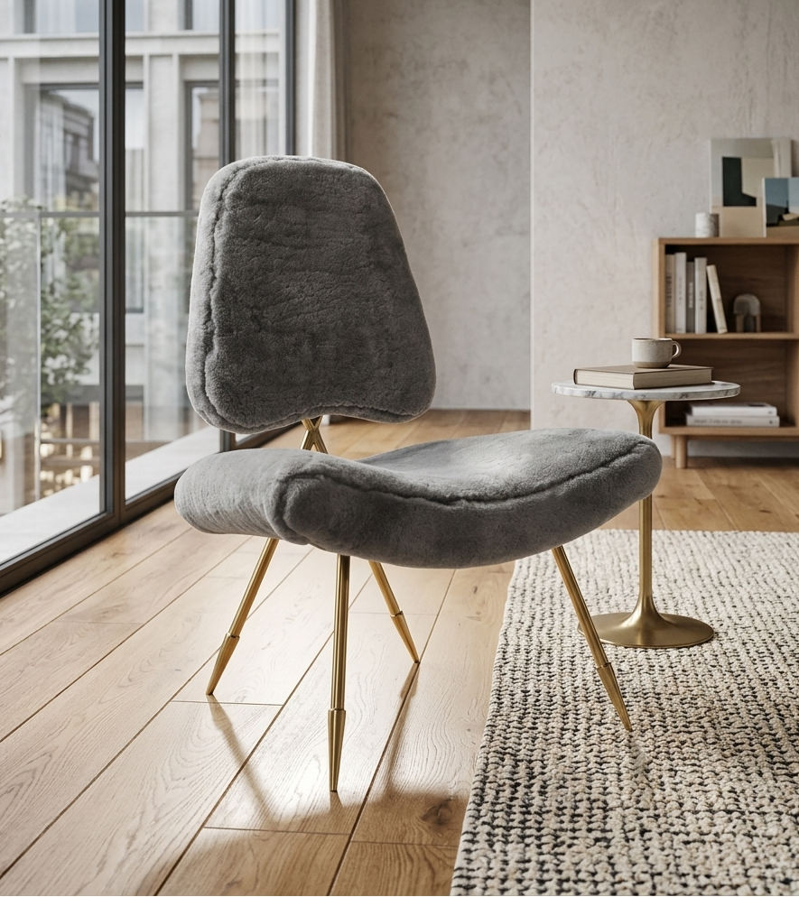 Sod Sheepskin Lounge Chair - Gray Denmark Home