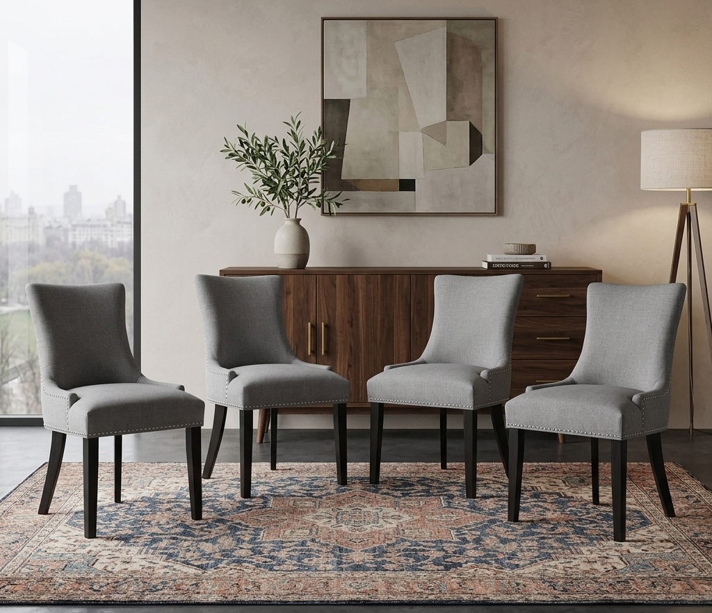 Drape Upholstered Dining Side Chair - Light Gray Denmark Home
