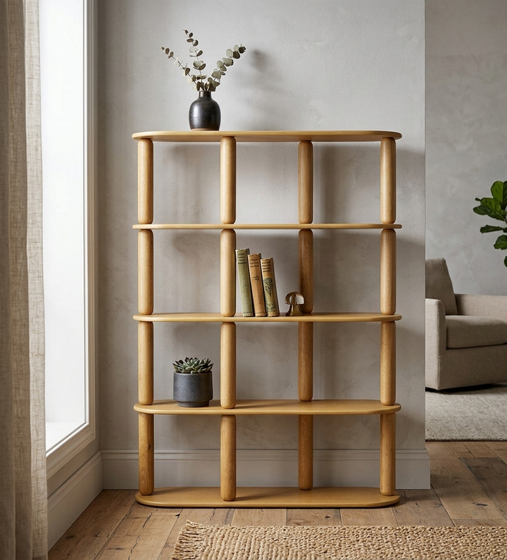 Flip Oval Bookcase - Oak Denmark Home
