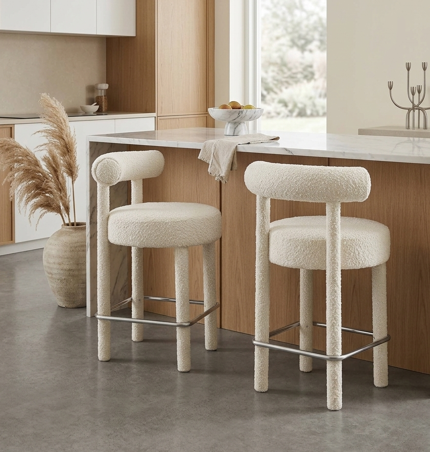 Zorn Counter Stool Set of 2 - Ivory Silver Denmark Home