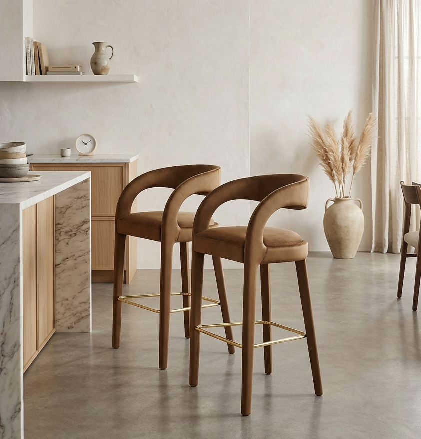 Flat Bar Stool Set - Brown Gold Denmark Home
