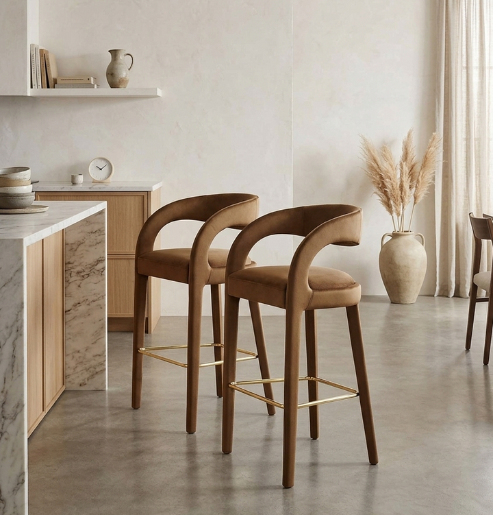 Flat Bar Stool Set - Brown Gold Denmark Home