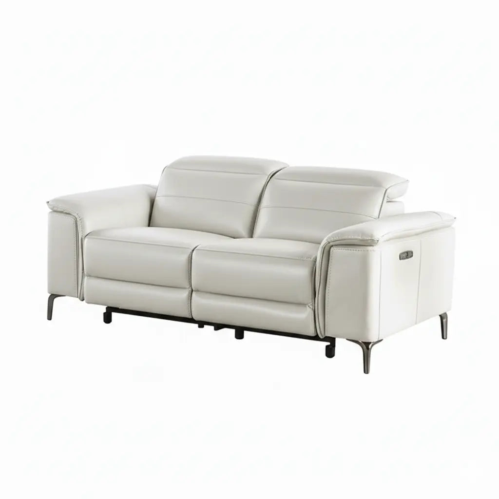 Sano Power Loveseat – Light Taupe Leatherette with Metal Legs Denmark Home