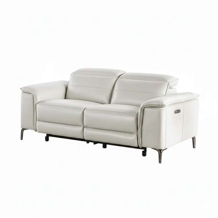 Sano Power Loveseat – Light Taupe Leatherette with Metal Legs Denmark Home