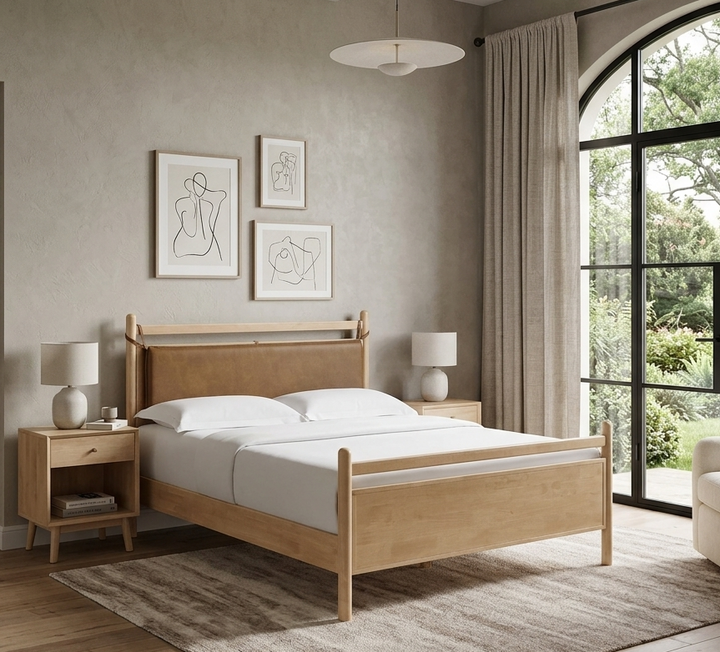 Skeppar Solid Wood Queen Platform Bed - Light Oak Canyon Denmark Home