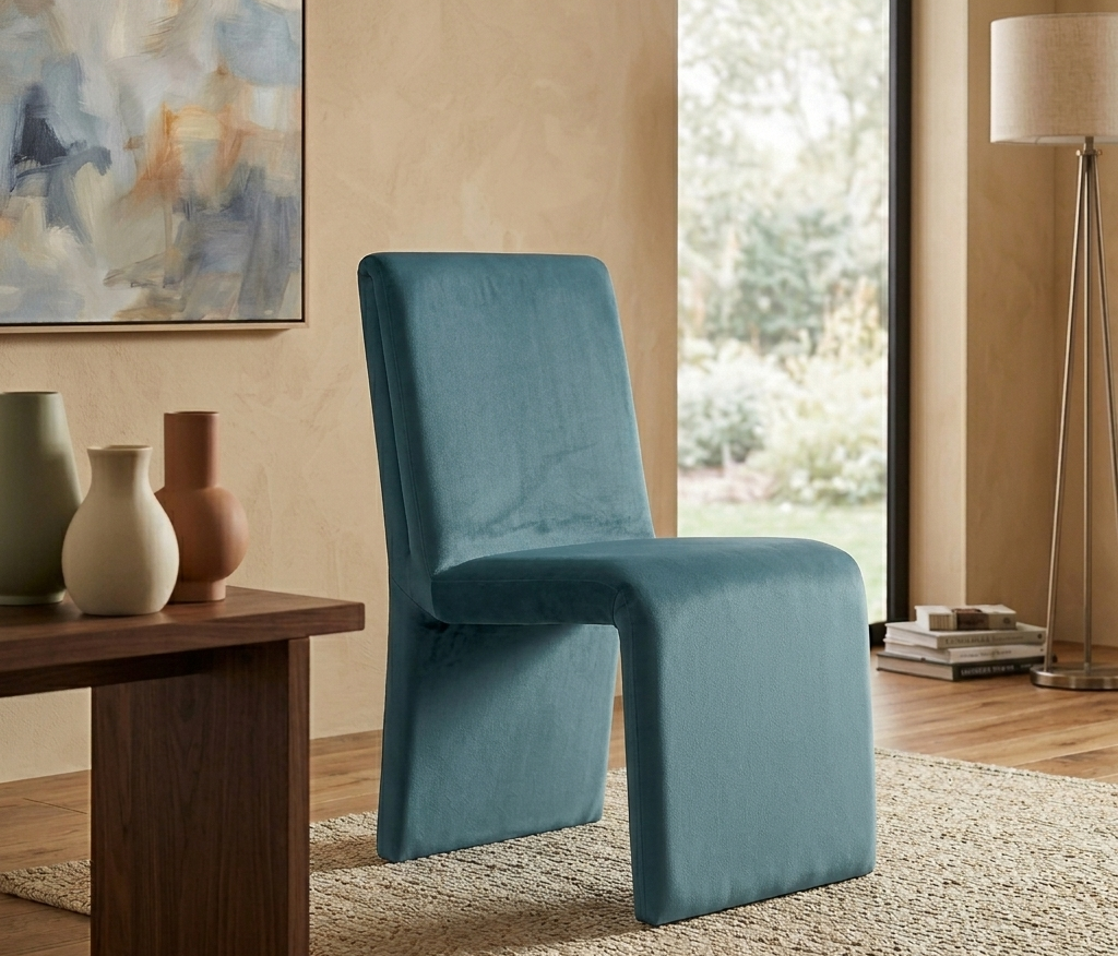 Vik Velvet Dining Chair - Cadet Blue Denmark Home