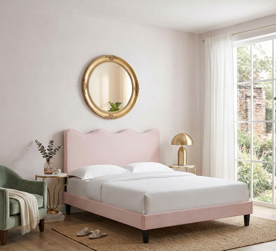 Ona Queen Platform Bed - Pink Denmark Home