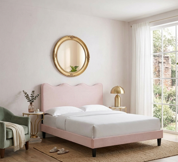 Ona Queen Platform Bed - Pink Denmark Home