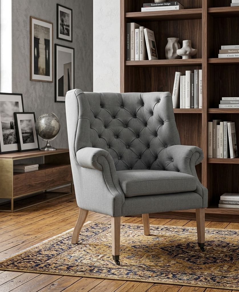 Klip Tufted Lounge Chair – Light Grey Denmark Home