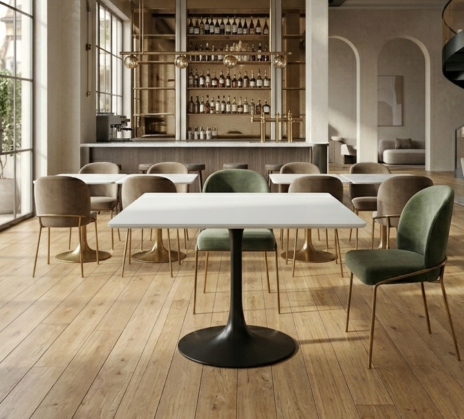 Novara Square Dining Table 24" - Black White Denmark Home
