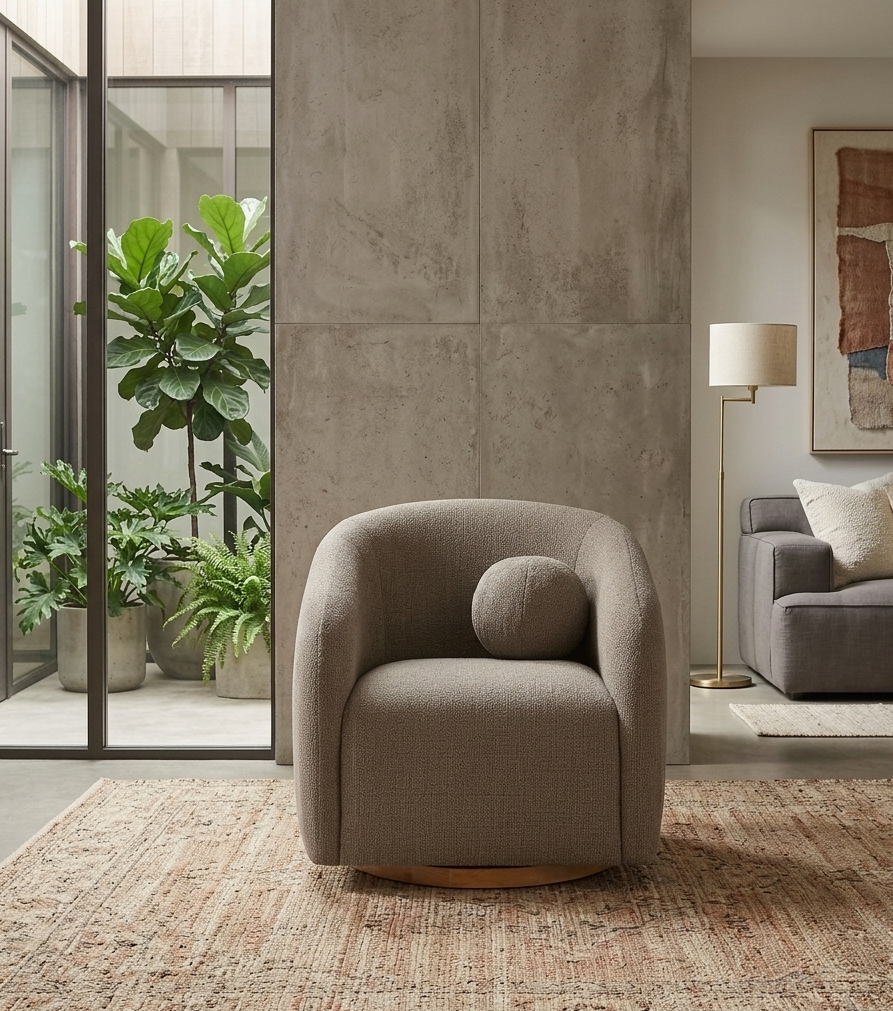 Solvira Swivel Accent Chair – Taupe Denmark Home