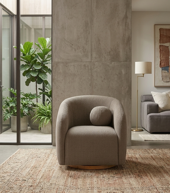Solvira Swivel Accent Chair – Taupe Denmark Home