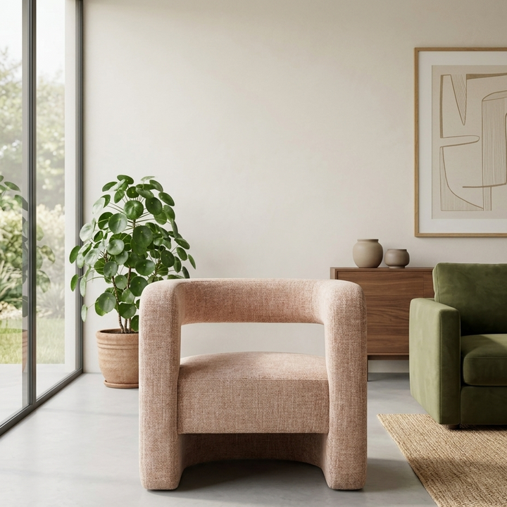 Hygra Chenille Accent Chair-Blush Denmark Home