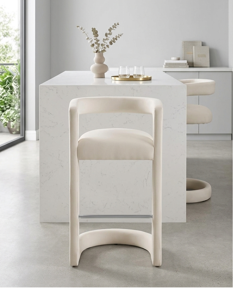 Vigo Velvet Bar Stool - Alabaster Denmark Home