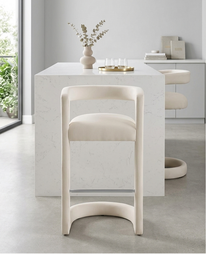 Vigo Velvet Bar Stool - Alabaster Denmark Home