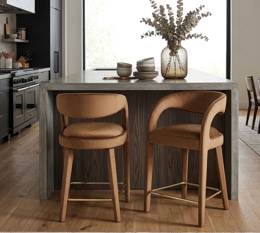 Flat Counter Stool Set - Brown Gold Denmark Home