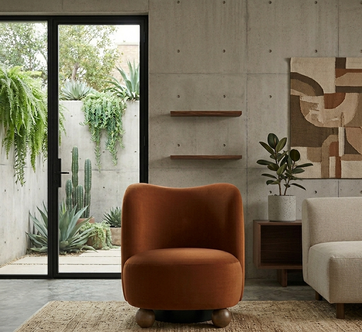 Elmora Accent Chair-Rust Walnut Denmark Home