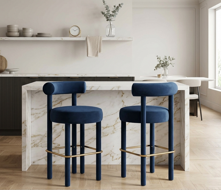 Zorn Bar Stool Set - Midnight Blue Gold Denmark Home