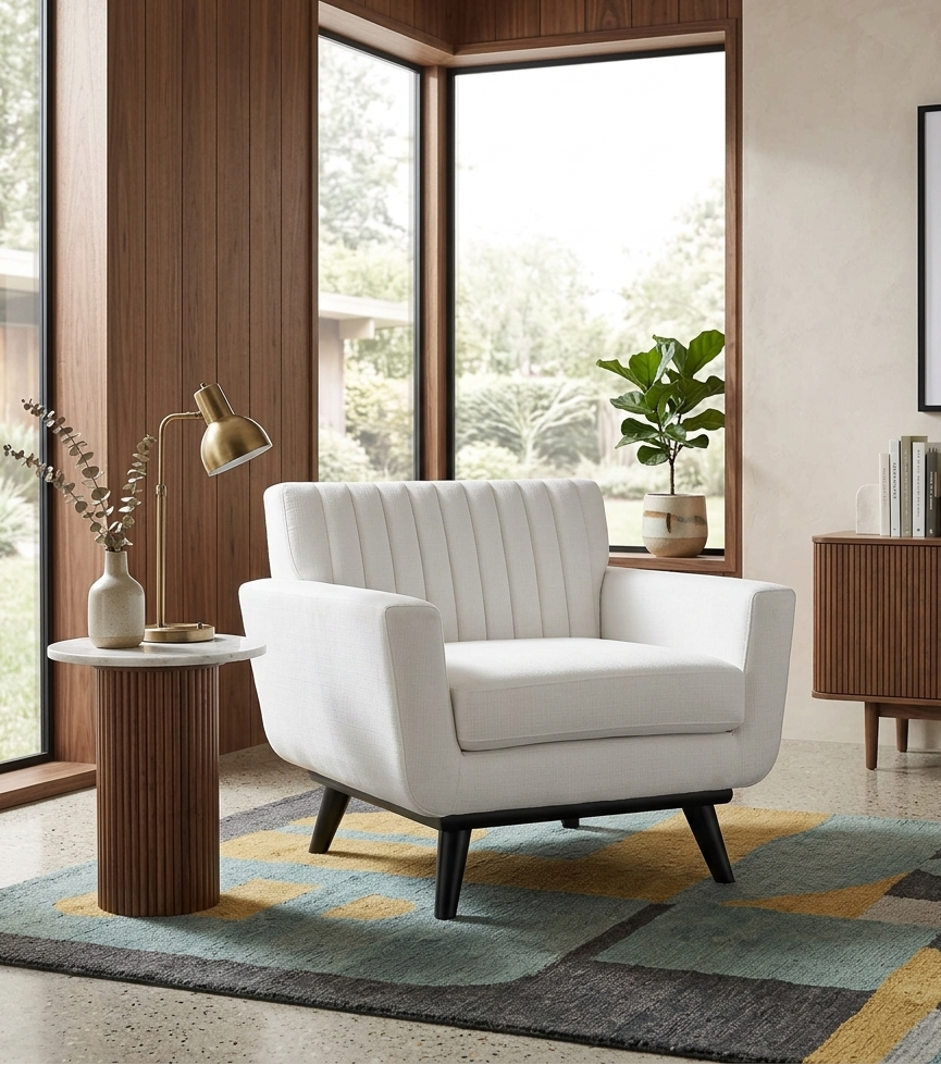 Koti Channel Tufted Armchair – White Denmark Home
