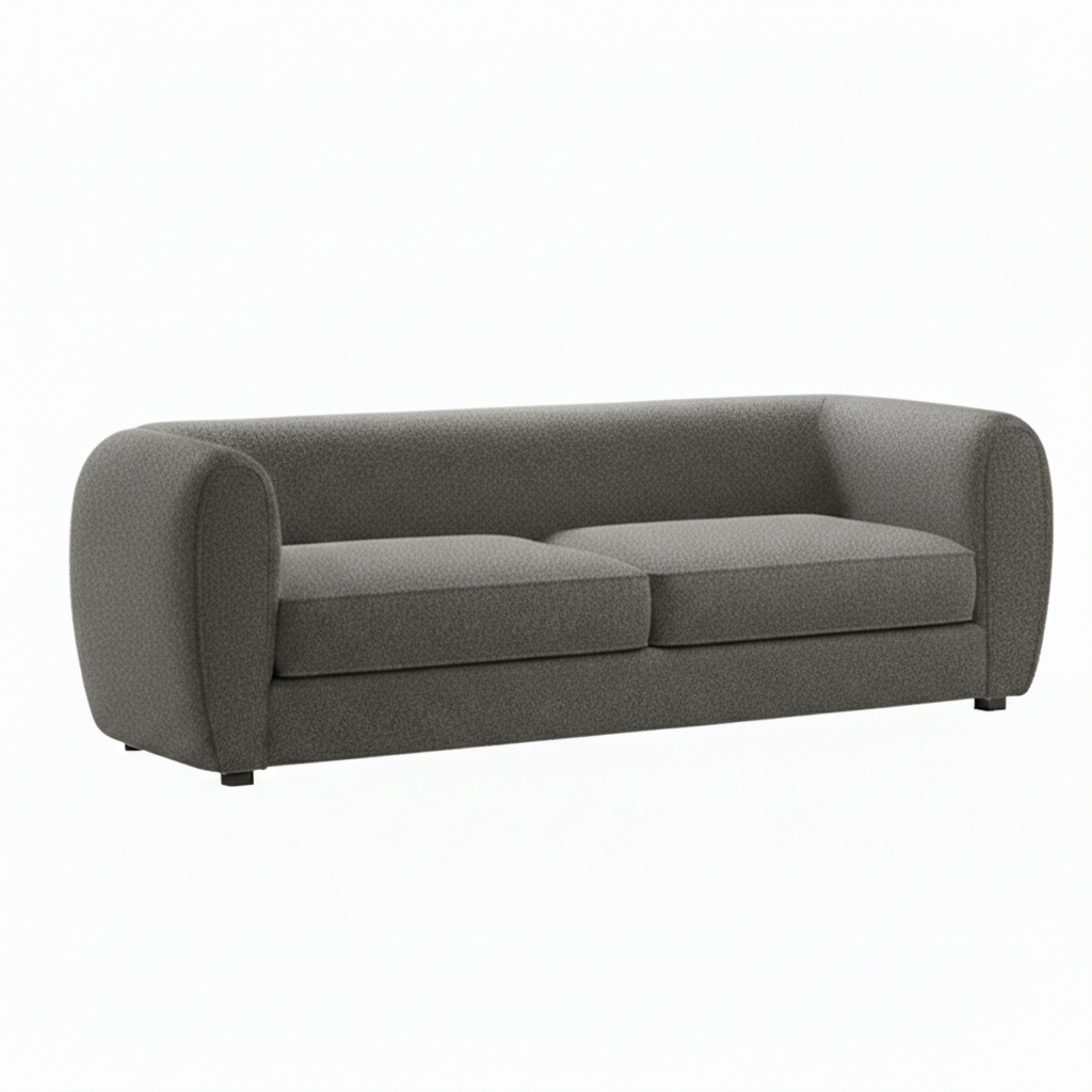 Slate Sofa – Charcoal Bouclé Kidney Silhouette