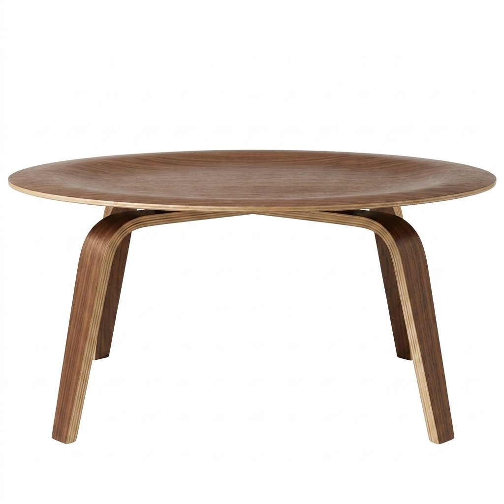 Kavora Molded Plywood Coffee Table and Lounge Chair Set  - Walnut Denmark Home