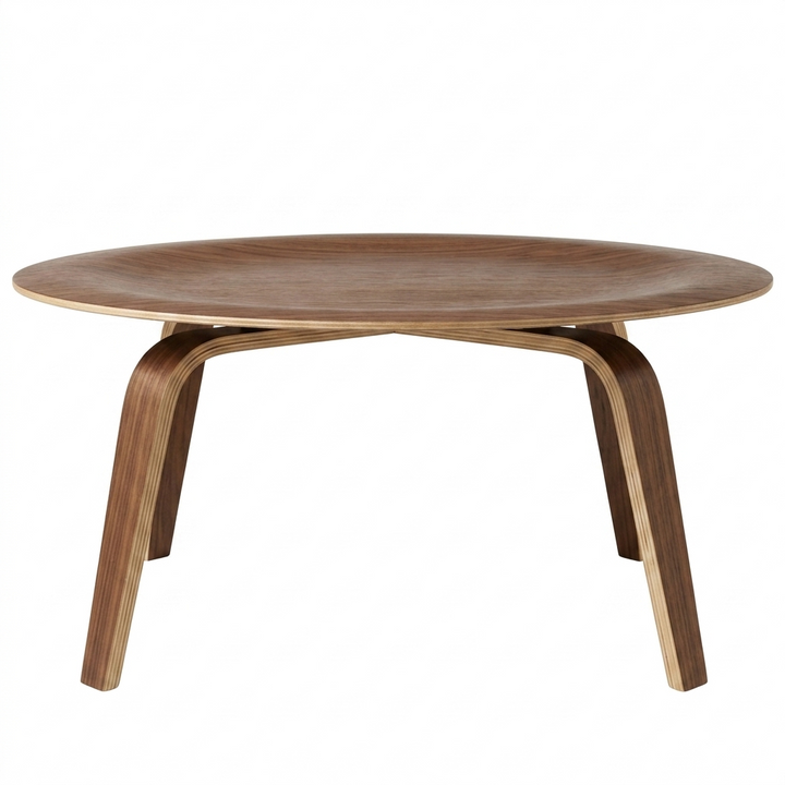 Kavora Molded Plywood Coffee Table and Lounge Chair Set  - Walnut Denmark Home