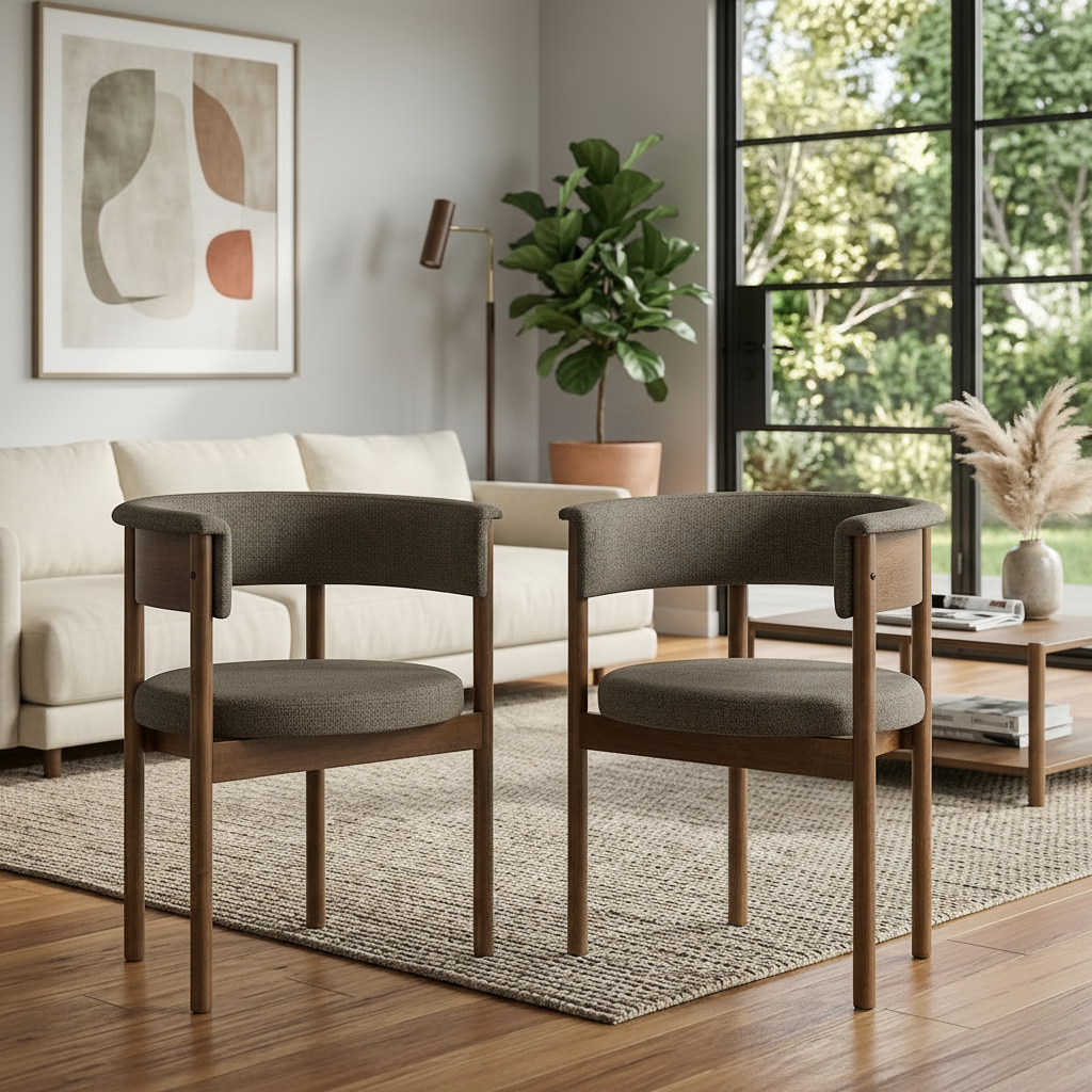 Brace Curved Dining Chairs  - Taupe Denmark Home