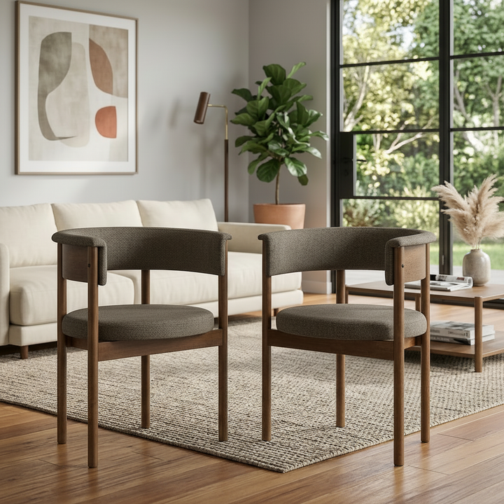 Brace Curved Dining Chairs  - Taupe Denmark Home