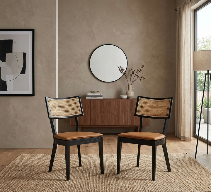 Fernholt Dining Chair Set  -Black Tan Denmark Home