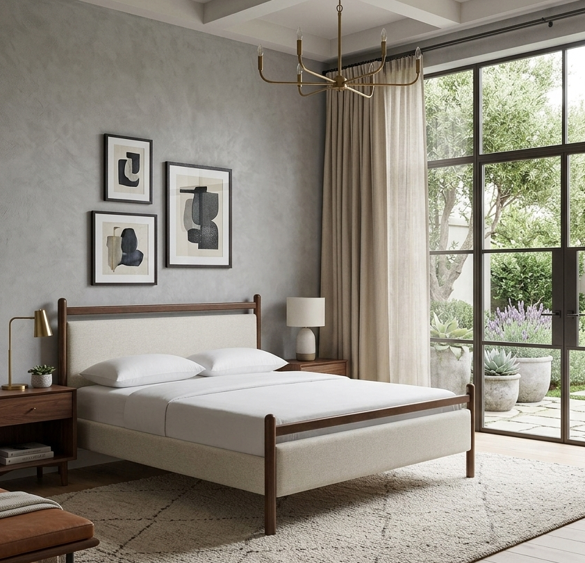 Fiona King Platform Bed  - Wenge Heathered Ivory Denmark Home