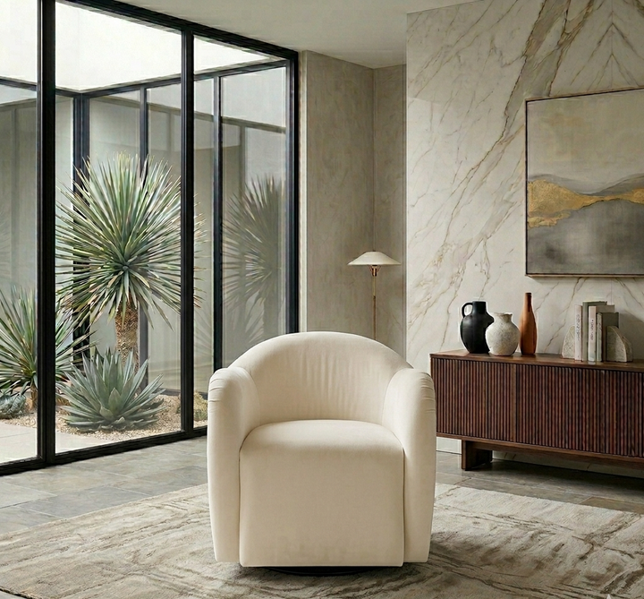 Varelle Velvet Swivel Accent Chair-Alabaster Denmark Home