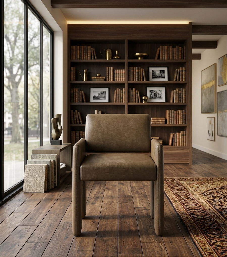 Flik Vegan Leather Dining Armchair - Mushroom Denmark Home