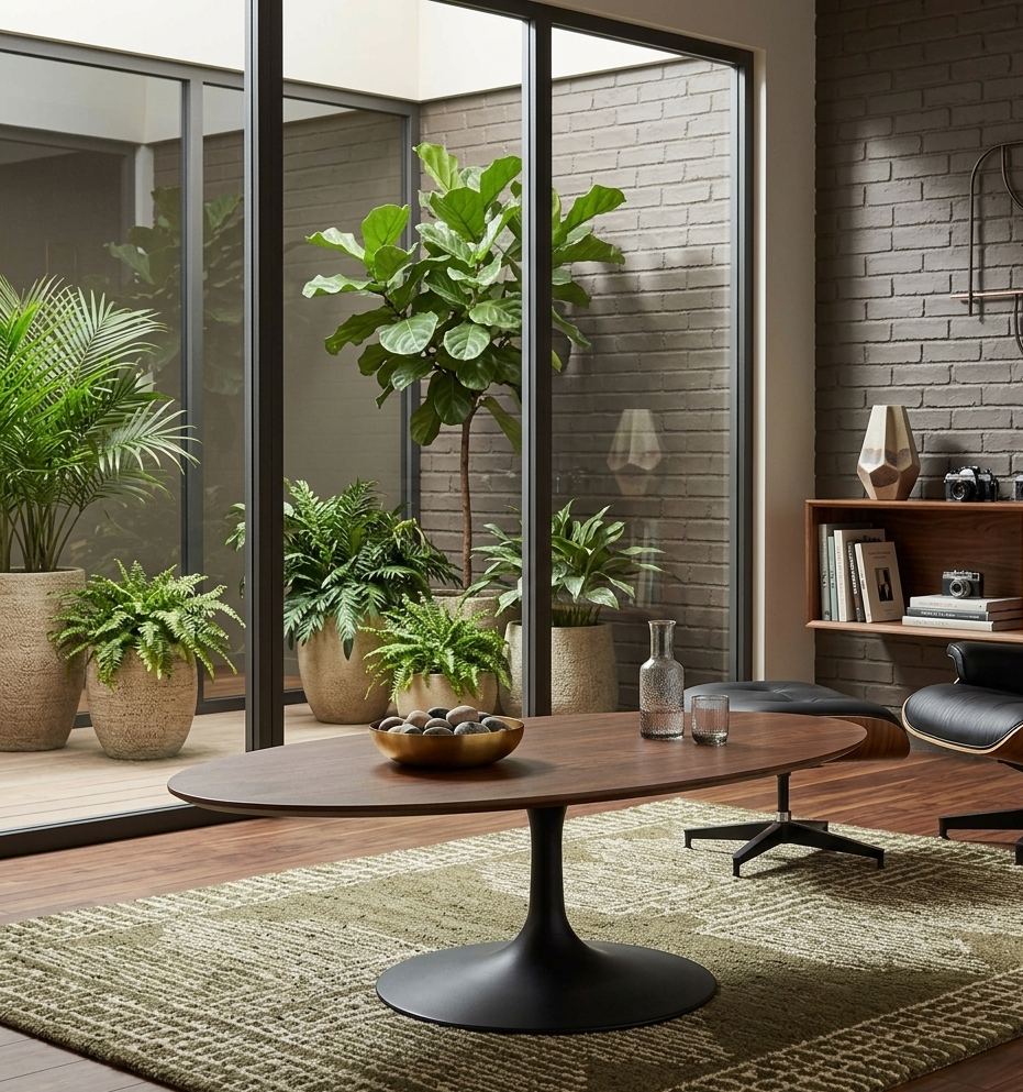 Nuvora Oval Coffee Table – Black Walnut Size 48"