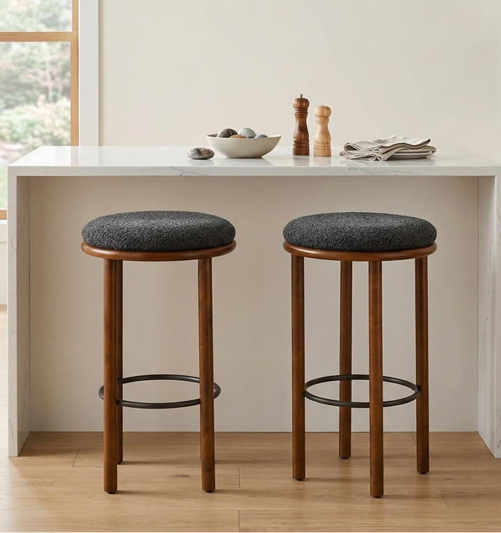 Clad Bar Stools Set of 2 - Walnut Charcoal Denmark Home