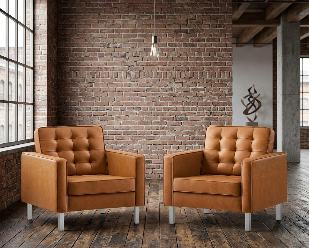 Iona Vegan Leather Armchair Set of 2 – Silver Tan Denmark Home