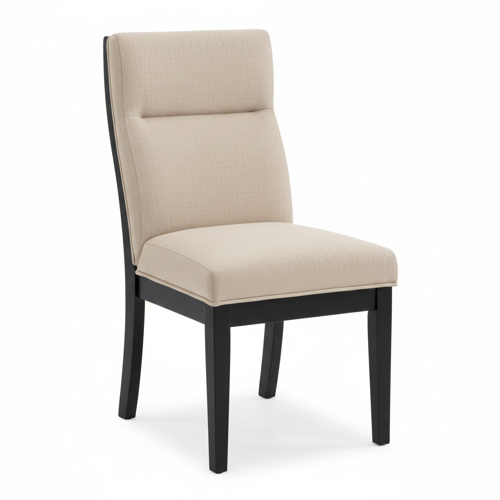 Nova Dining Side Chair – Beige Upholstery with Black Frame (Set of 2)