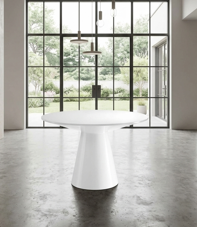 Lux Round Dining Table 47" - White Denmark Home