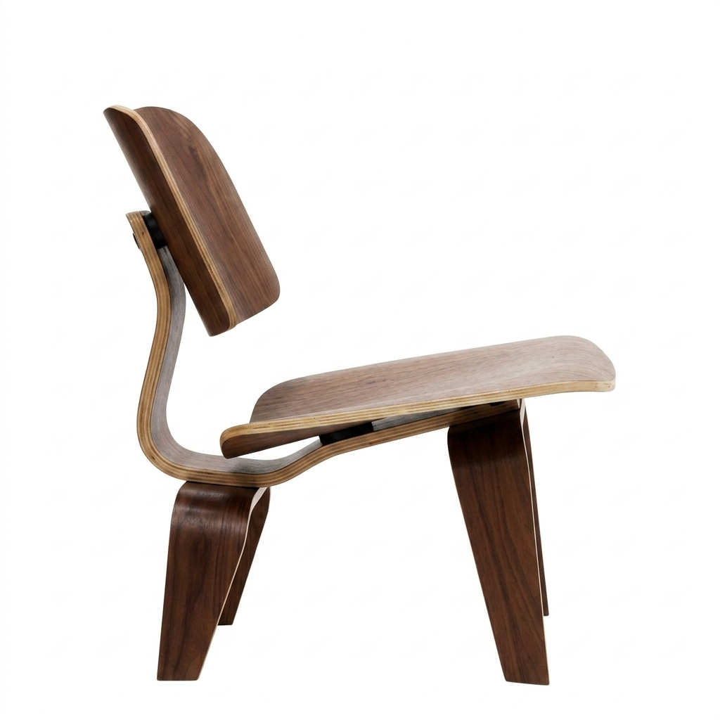 Kavora Molded Plywood Coffee Table and Lounge Chair Set  - Walnut Denmark Home