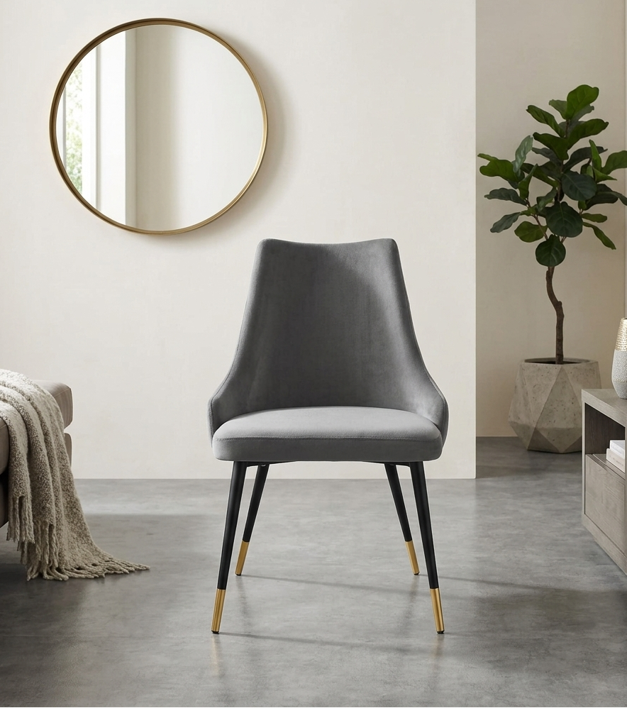 Bella Tufted Velvet Dining Chair - Gray Denmark Home