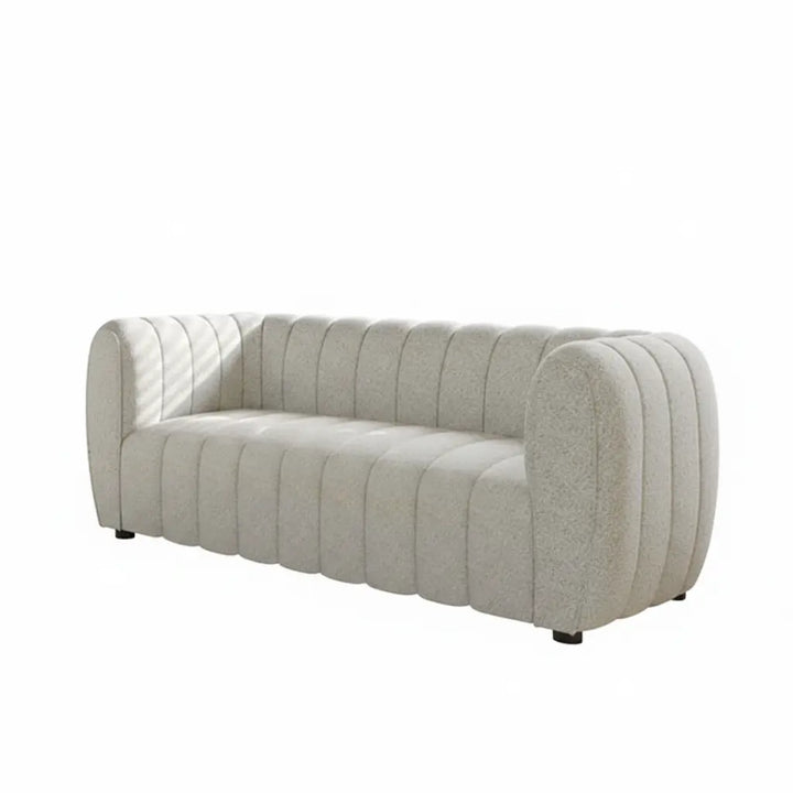 Marcellus Loveseat – Off-White Bouclé with Vertical Channel Tufting Denmark Home