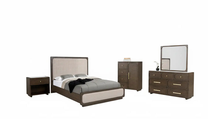 Alessandre 5-Piece Queen Bedroom Set with 2 Nightstands – Dark Walnut Denmark Home