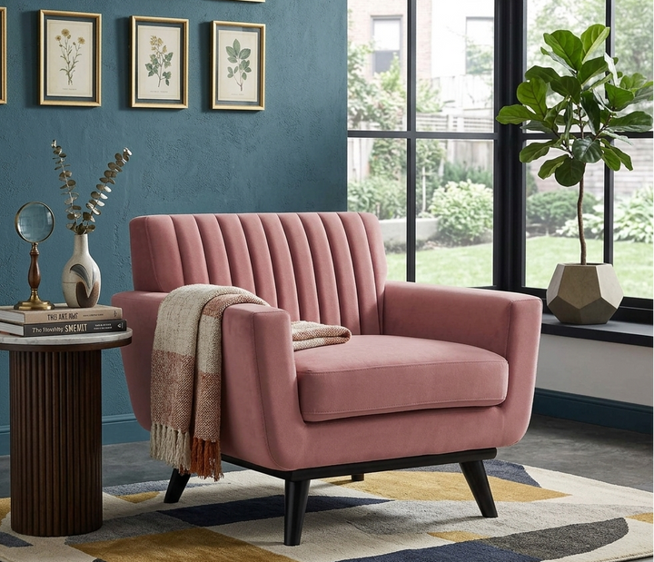 Koti Channel Tufted Velvet Armchair – Dusty Rose Denmark Home