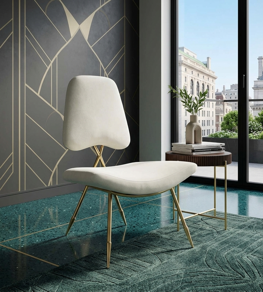 Sod Velvet Lounge Chair - Ivory Denmark Home