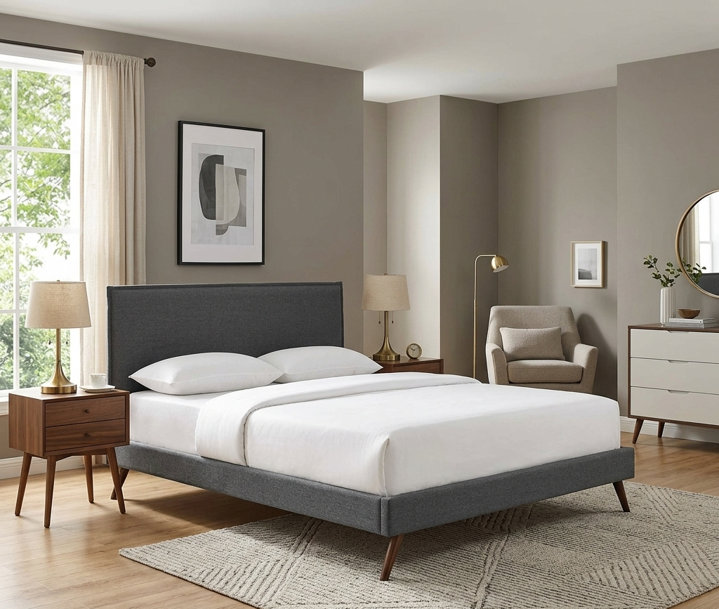 Brekker Queen Platform Bed – Gray Denmark Home