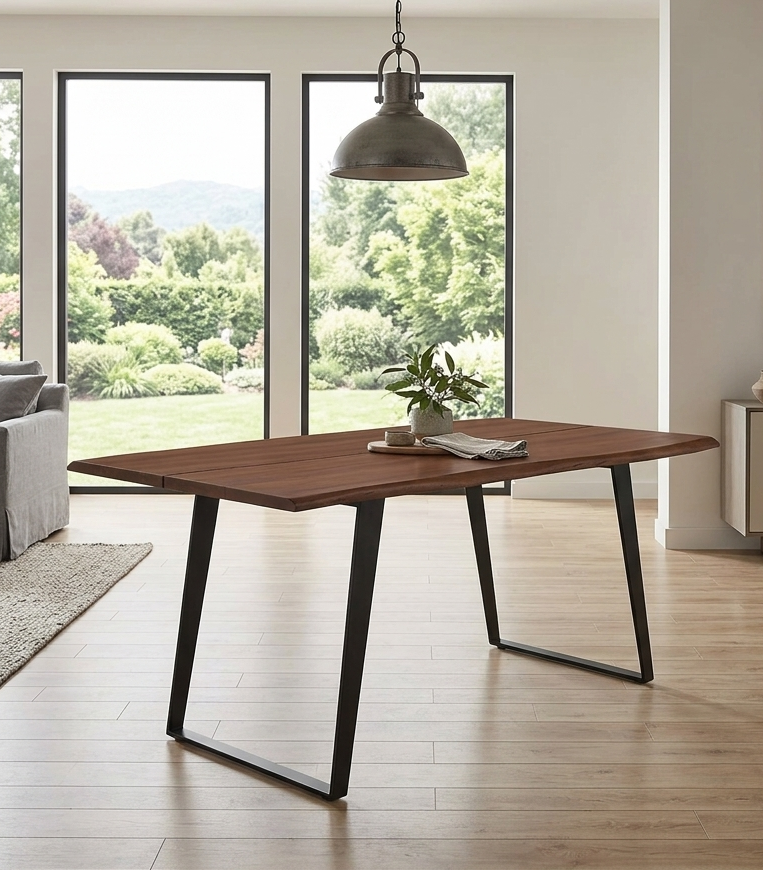 Loft Live Edge Rectangular Dining Table – Solid Acacia Wood 74" Denmark Home