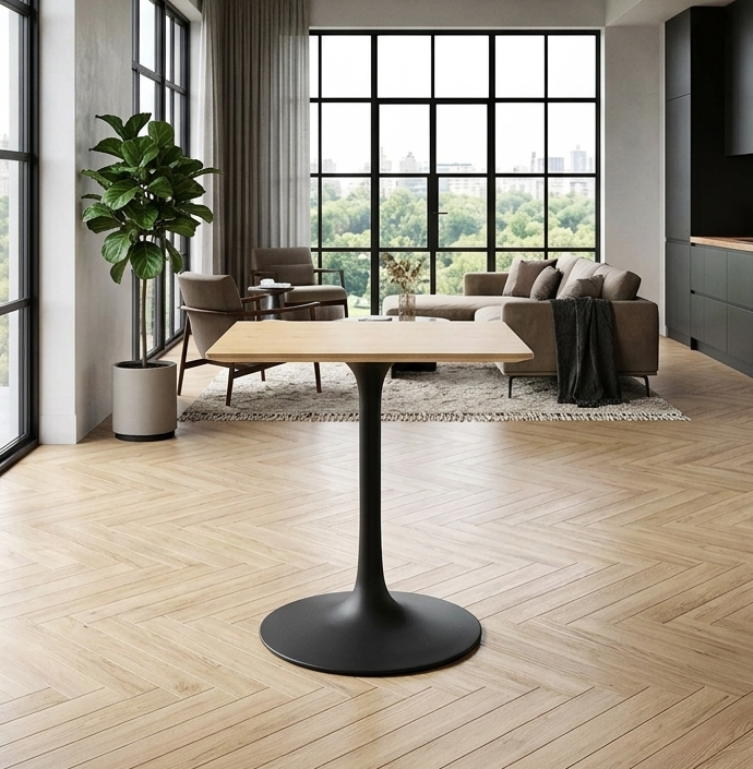 Novara Square Dining Table 24" - Black Natural Denmark Home