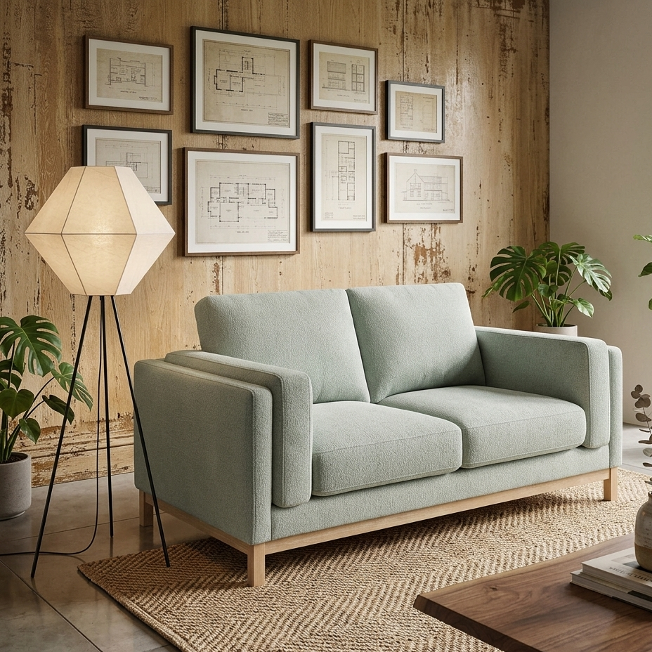 Elavare Chenille Fabric Loveseat – Mist
